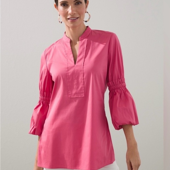 Chico's Tops - Chico’s Poplin Ruffle Sleeve Women's Pink Blouse